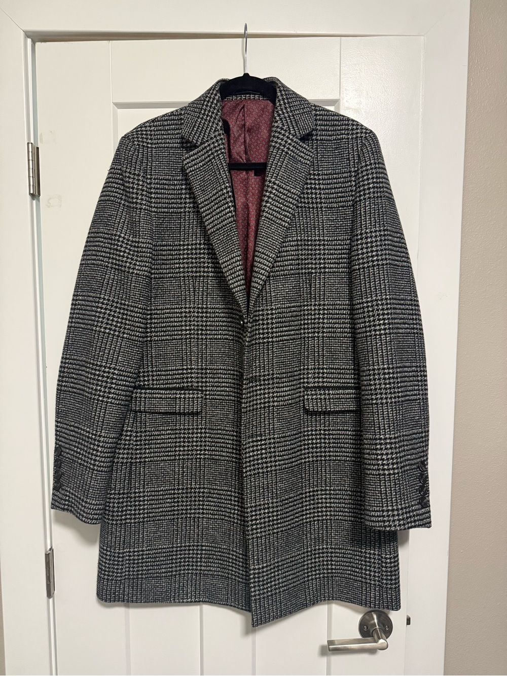 River Island Black & Gray Glen Plaid Sport Coat